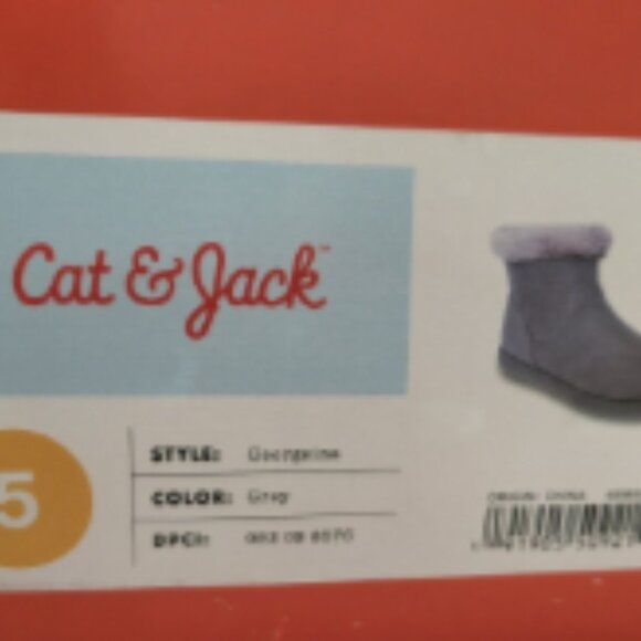 New Cat & Jack Georgeina Girls Sz 5 Gray. Faux: Suede, Fur & Sherling Boots. NIB - Picture 6 of 7